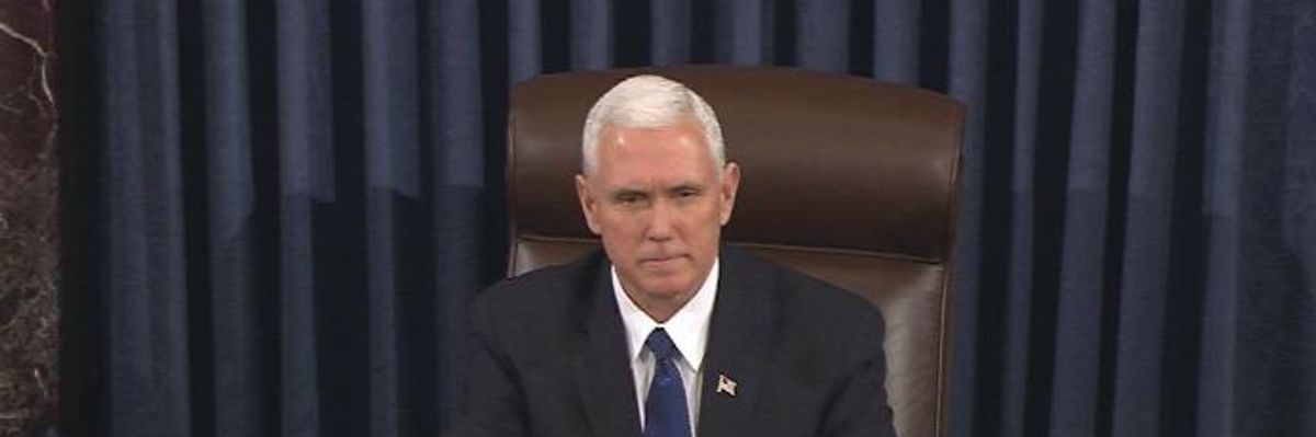 VP Mike Pence Swings into Senate to Deliver 'Wet-Kiss-to-Wall-Street' Tie Breaker