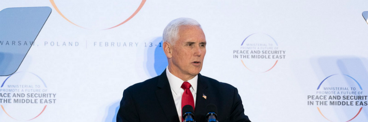 Unhinged Mike Pence Warns of 'New Holocaust' as Team Trump Tries to Rally EU Leaders for War With Iran