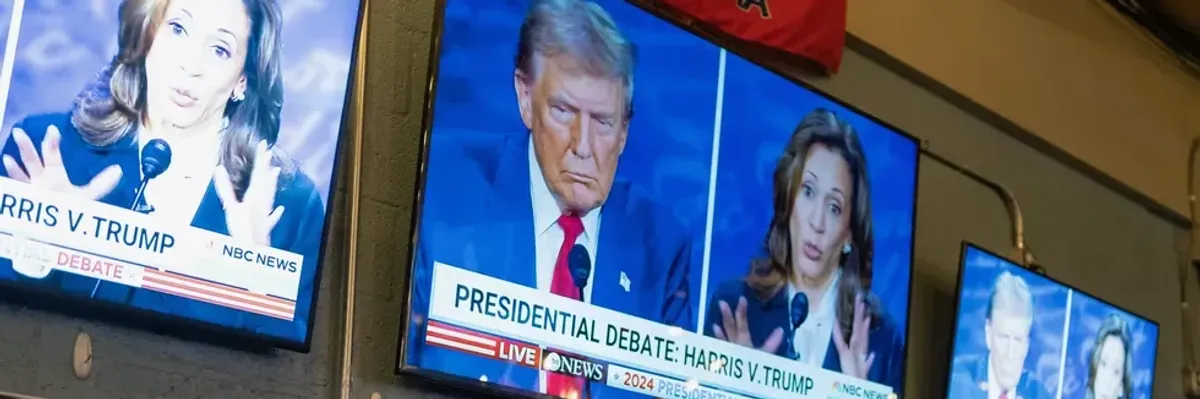 Video footage of the Trump-Harris debate.