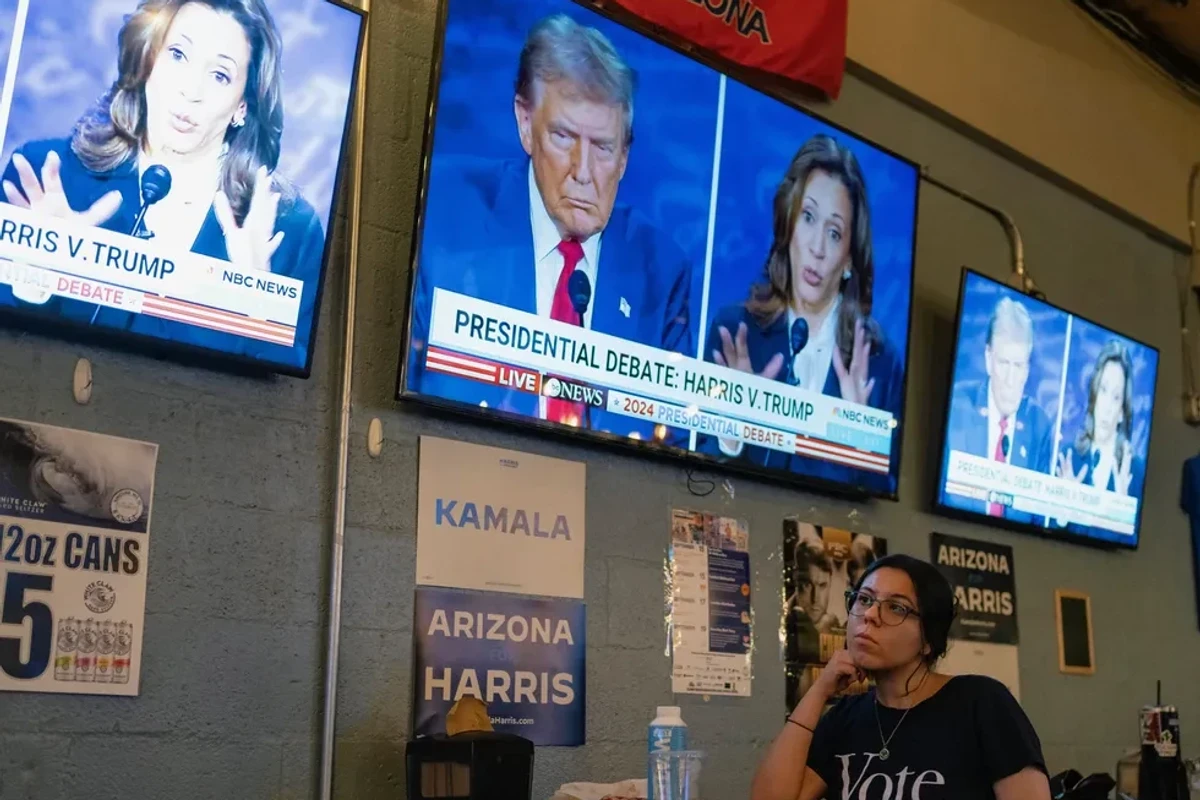 Video footage of the Trump-Harris debate.