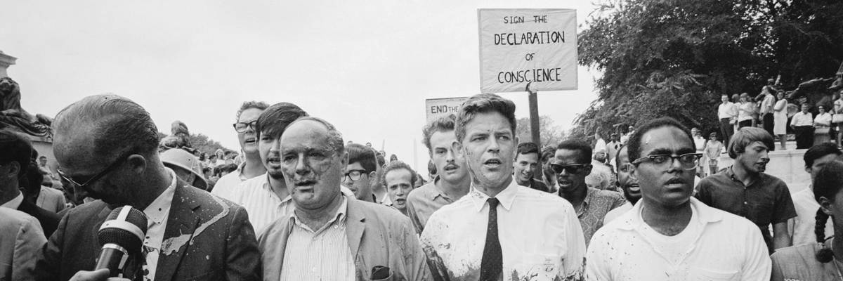 Vietnam Protesters Splashed in Red Paint