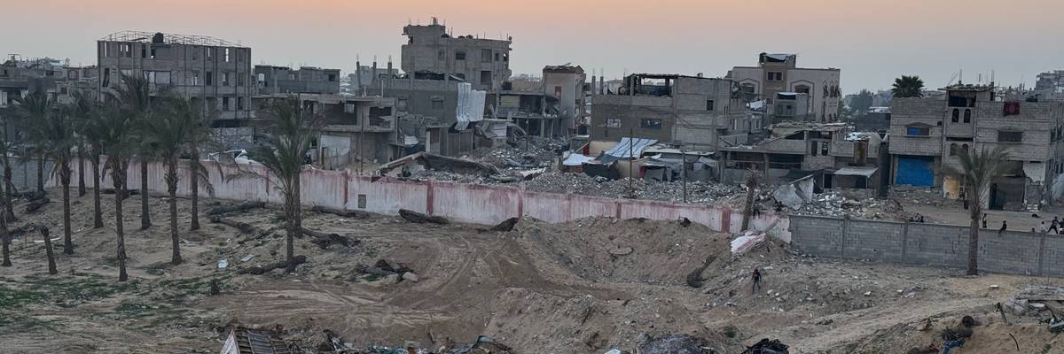 View from hospital balcony in Gaza.