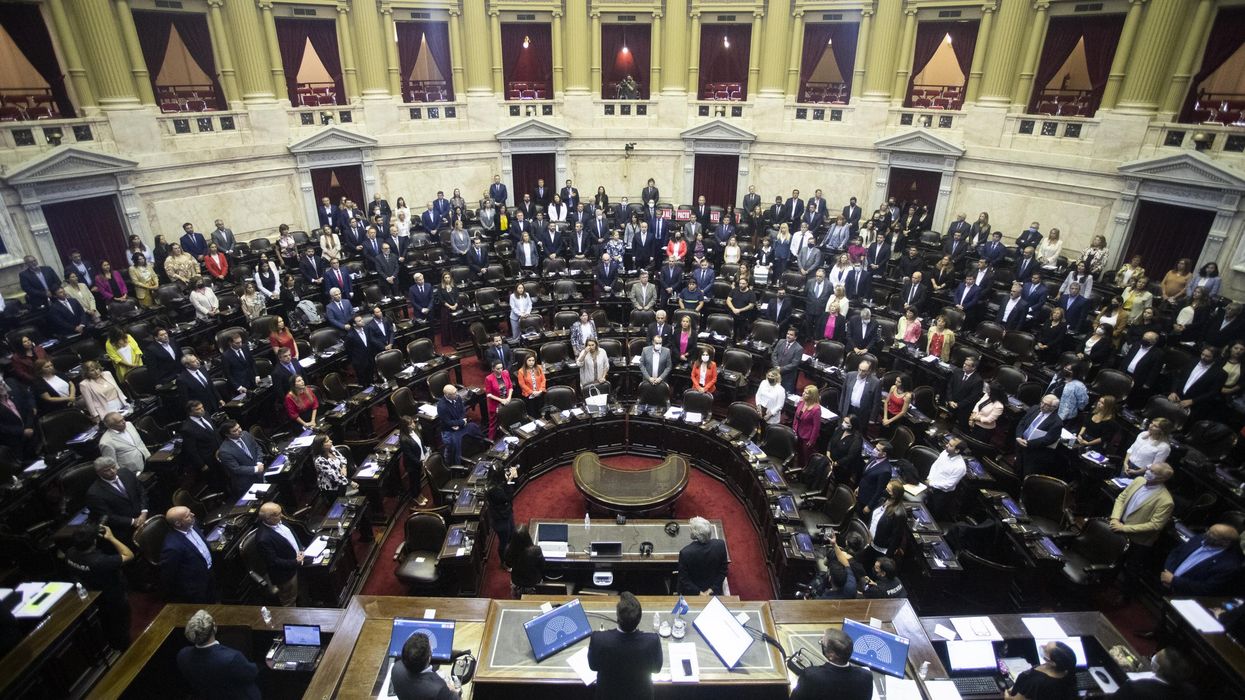 View of the lower house of Congress as lawmakers hold a special session to address the agreement between the Argentine government and the International Monetary Fund in Buenos Aires on March 10, 2022.