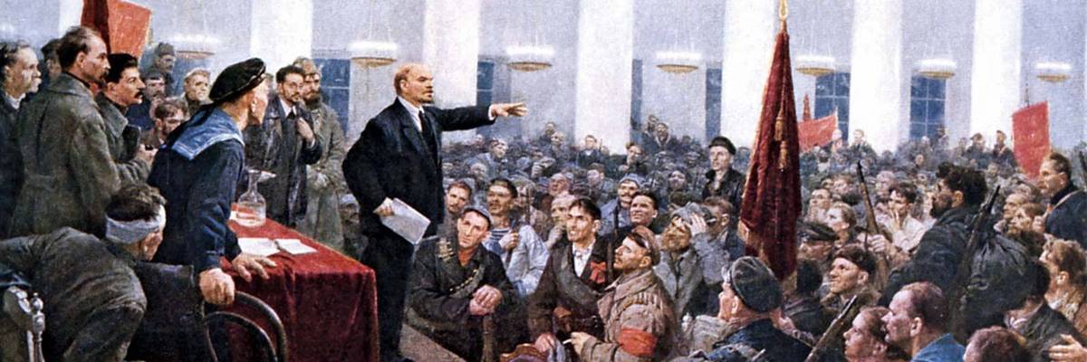 Vladimir Lenin addressing the Second All-Russian Congress in 1917