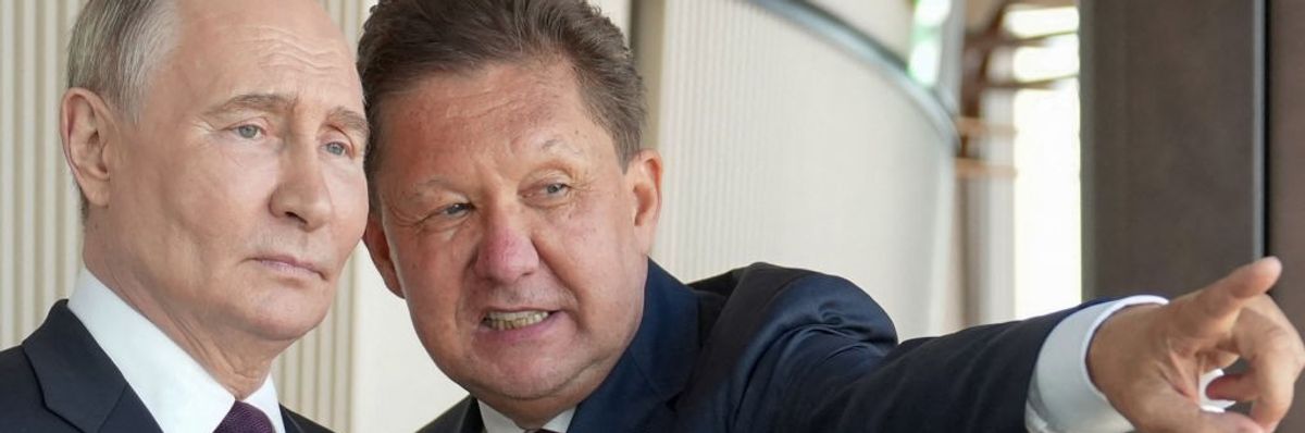 Vladimir Putin and Gazprom CEO Alexei Miller