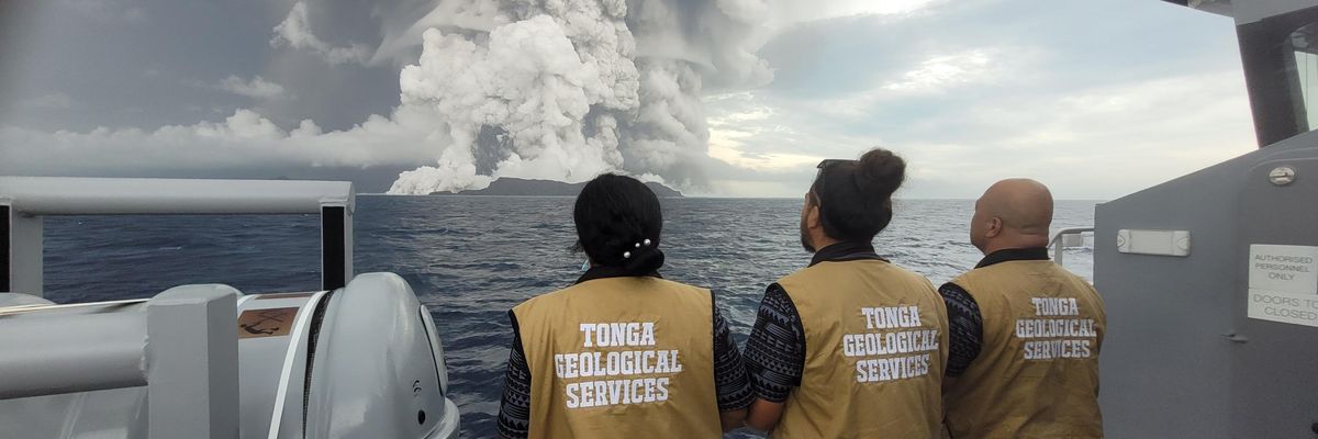 Volcano erupts near Tonga