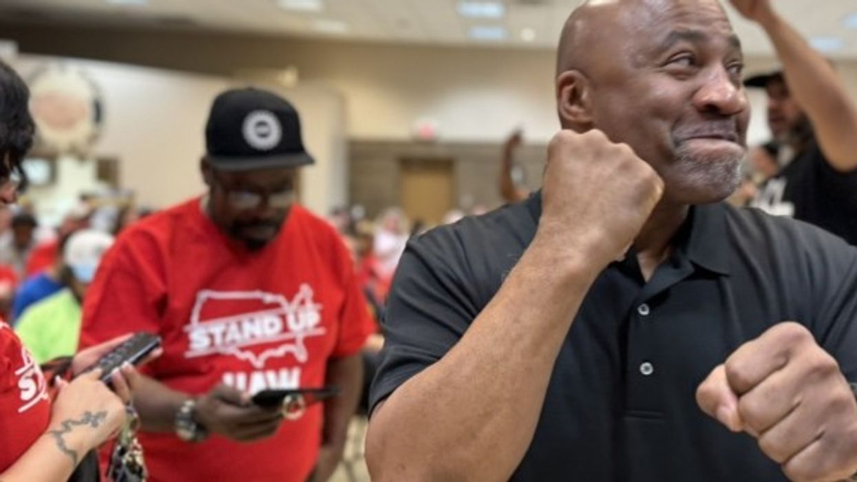 Volkswagen workers celebrate union win.