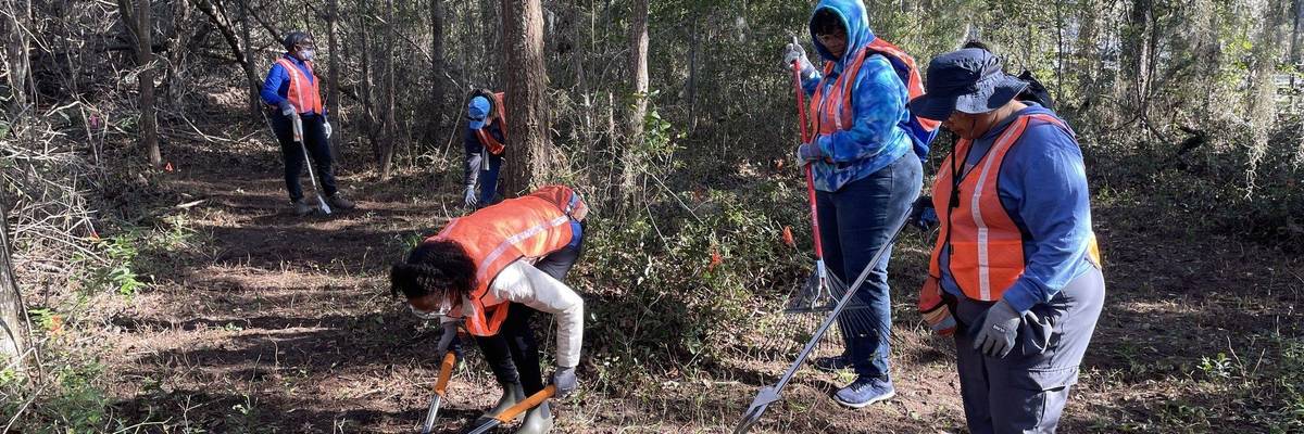 volunteers clean up a national park