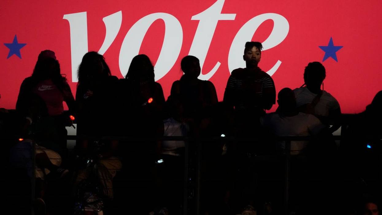 "Vote" banner at Harris rally in 2024