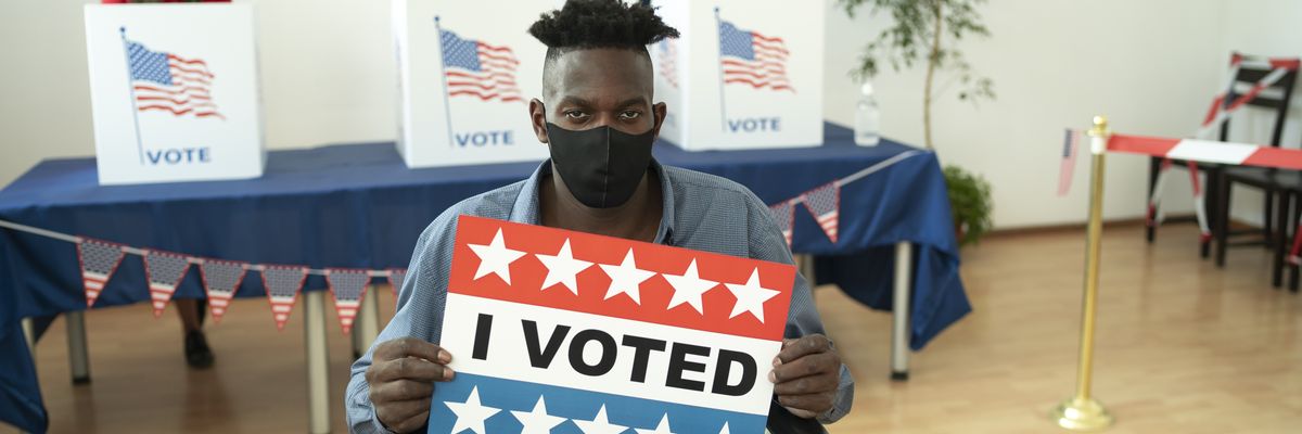 Voter in wheelchair.