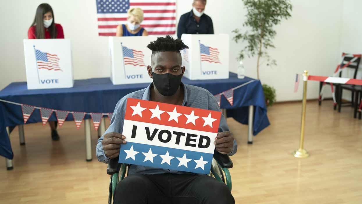 Voter in wheelchair.