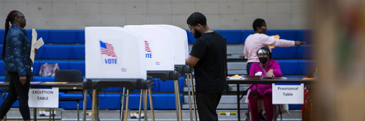 Voting booths and voters