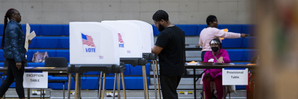 Voting booths and voters