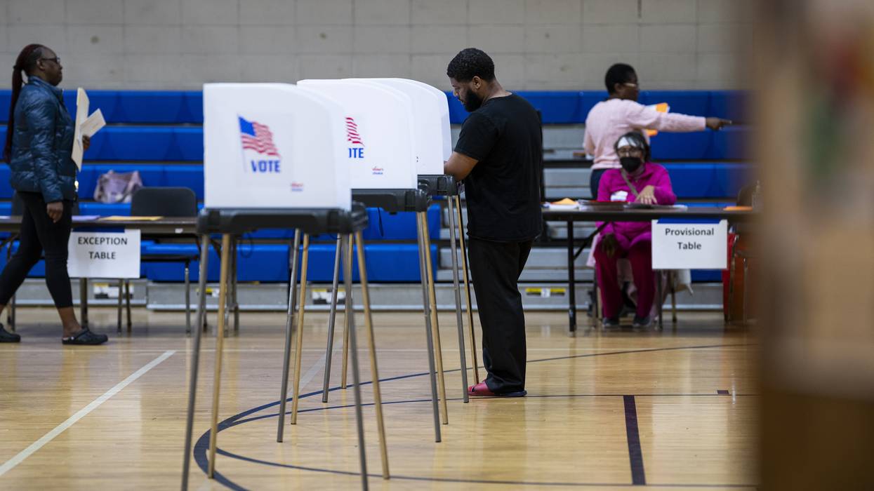 Voting booths and voters