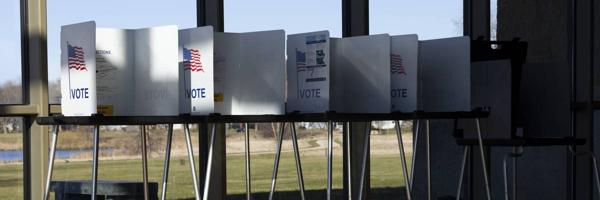 Voting booths in the sun.