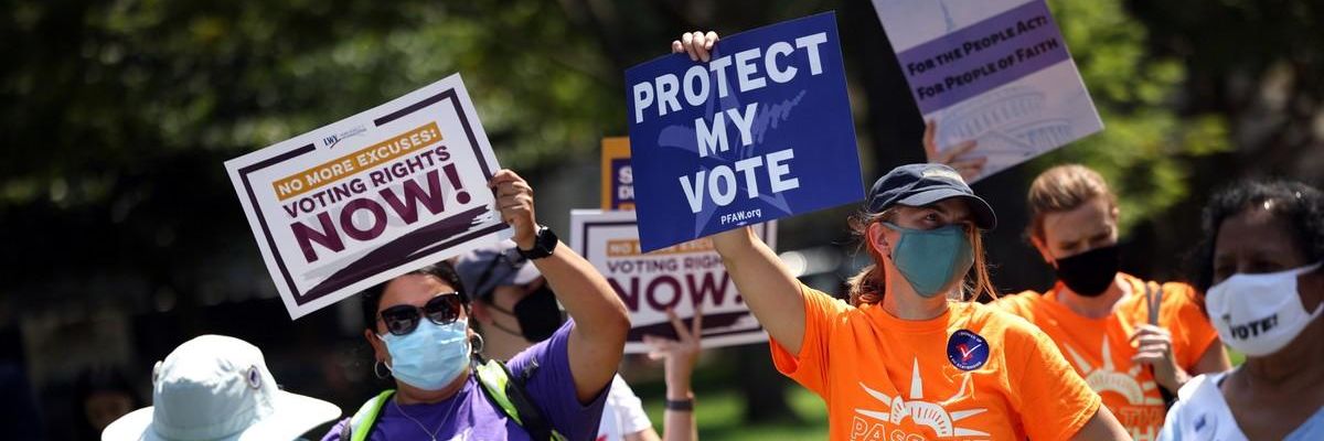 Voting rights activists outside the White House