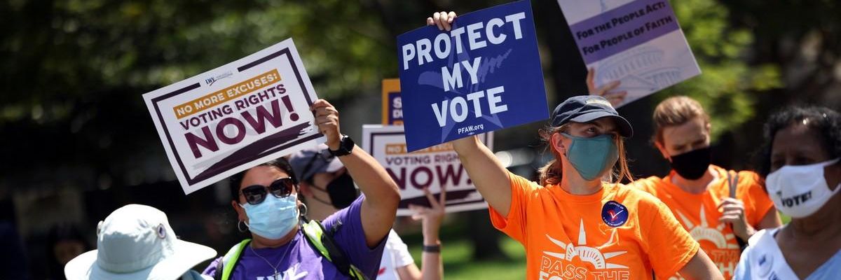 Voting rights activists outside the White House