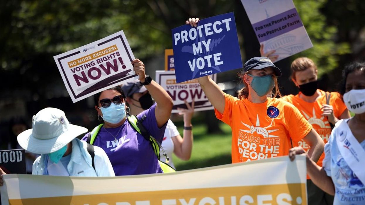 Voting rights activists outside the White House