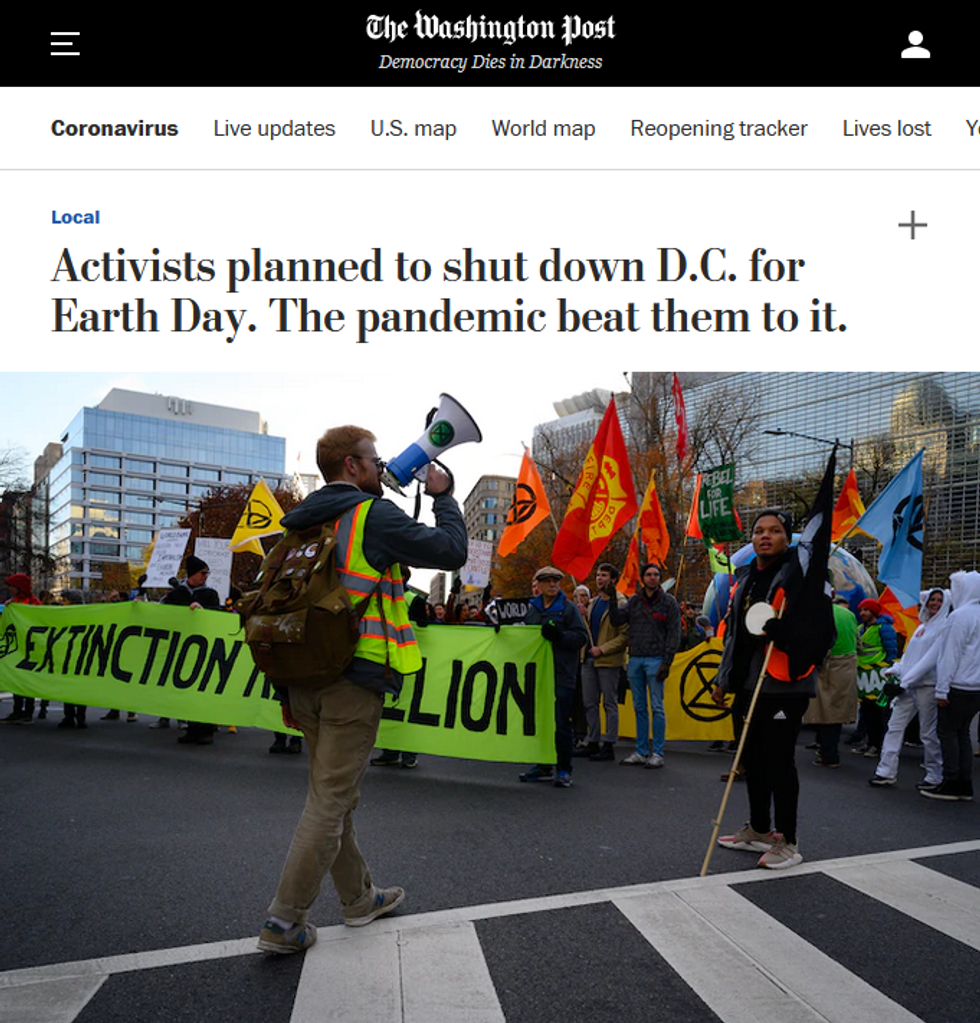 WaPo: Activists planned to shut down D.C. for Earth Day. The pandemic beat them to it.