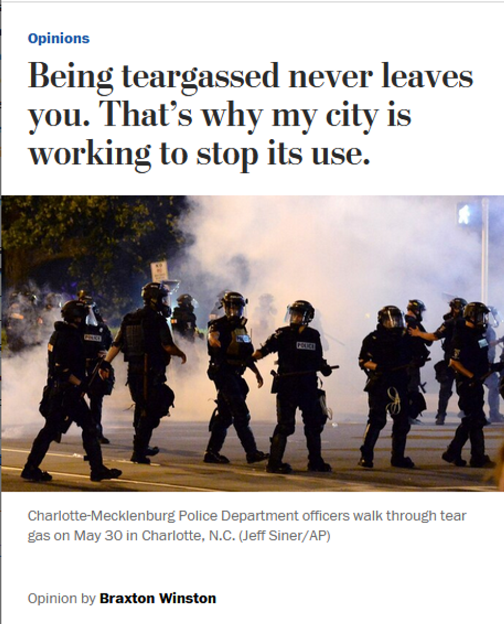 WaPo: Being teargassed never leaves you. That's why my city is working to stop its use.