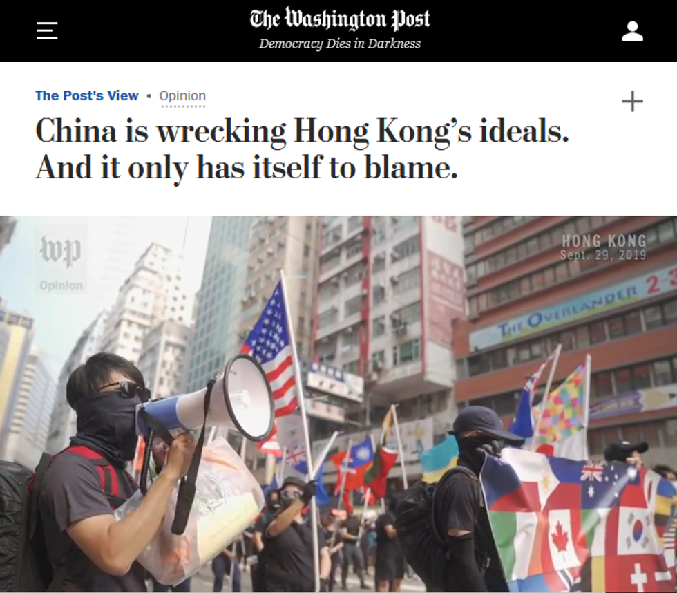 WaPo: China is wrecking Hong Kong's ideals. And it only has itself to blame.