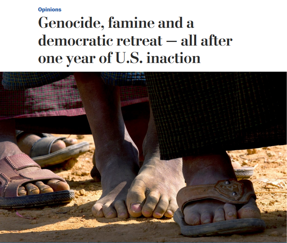 WaPo: Genocide, Famine and a Democratic Retreat--All After One Year of US Inaction
