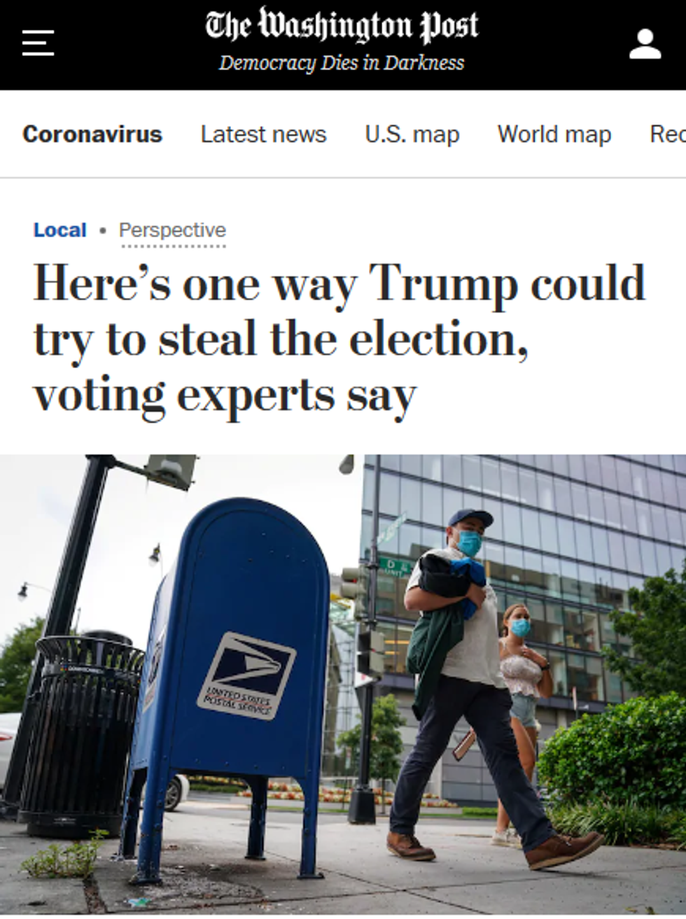 WaPo: Here's one way Trump could try to steal the election, voting experts say