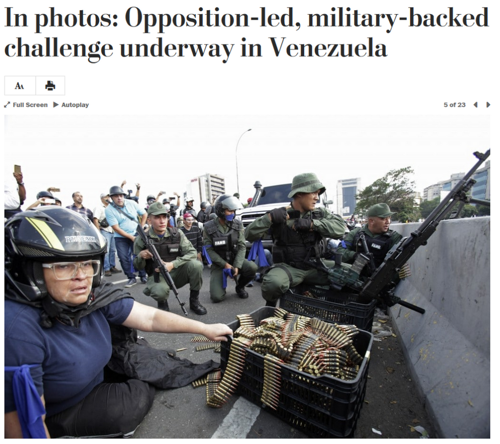WaPo: In photos: Opposition-led, military-backed challenge underway in Venezuela