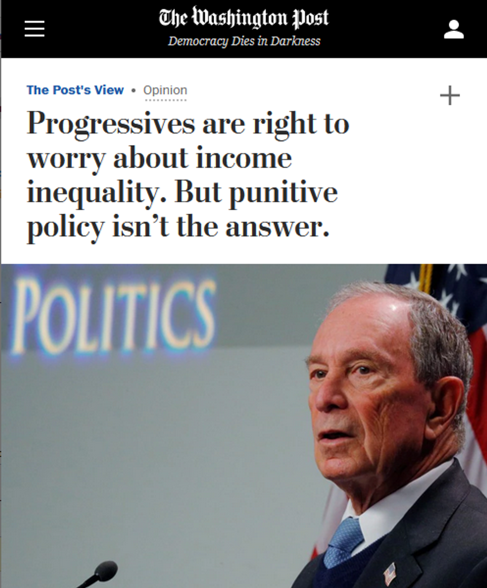 WaPo: Progressives are right to worry about income inequality. But punitive policy isn't the answer.