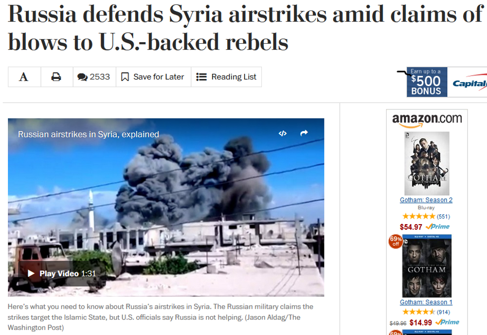 WaPo: Russia Defends Syria Airstrikes