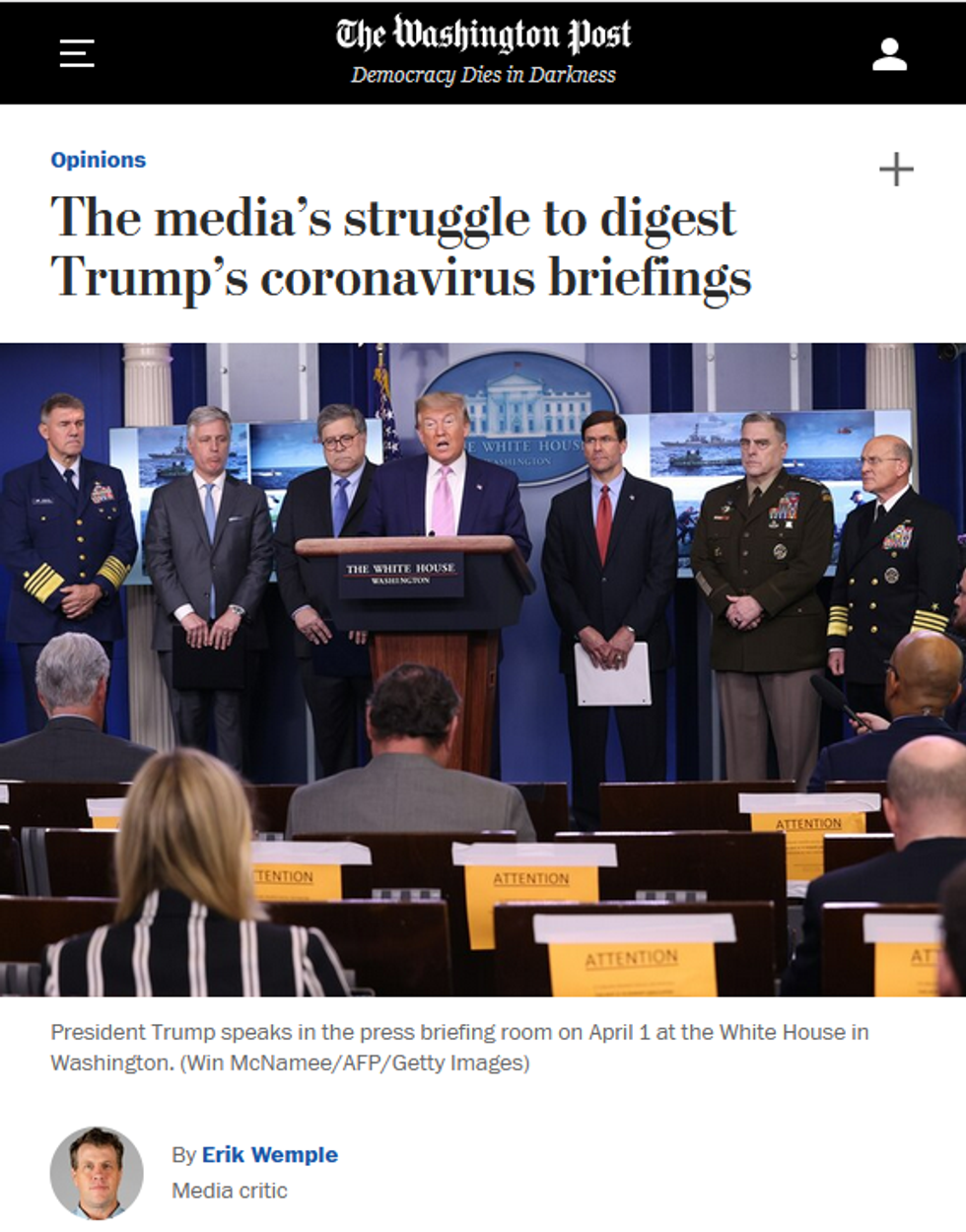 WaPo: The media's struggle to digest Trump's coronavirus briefings