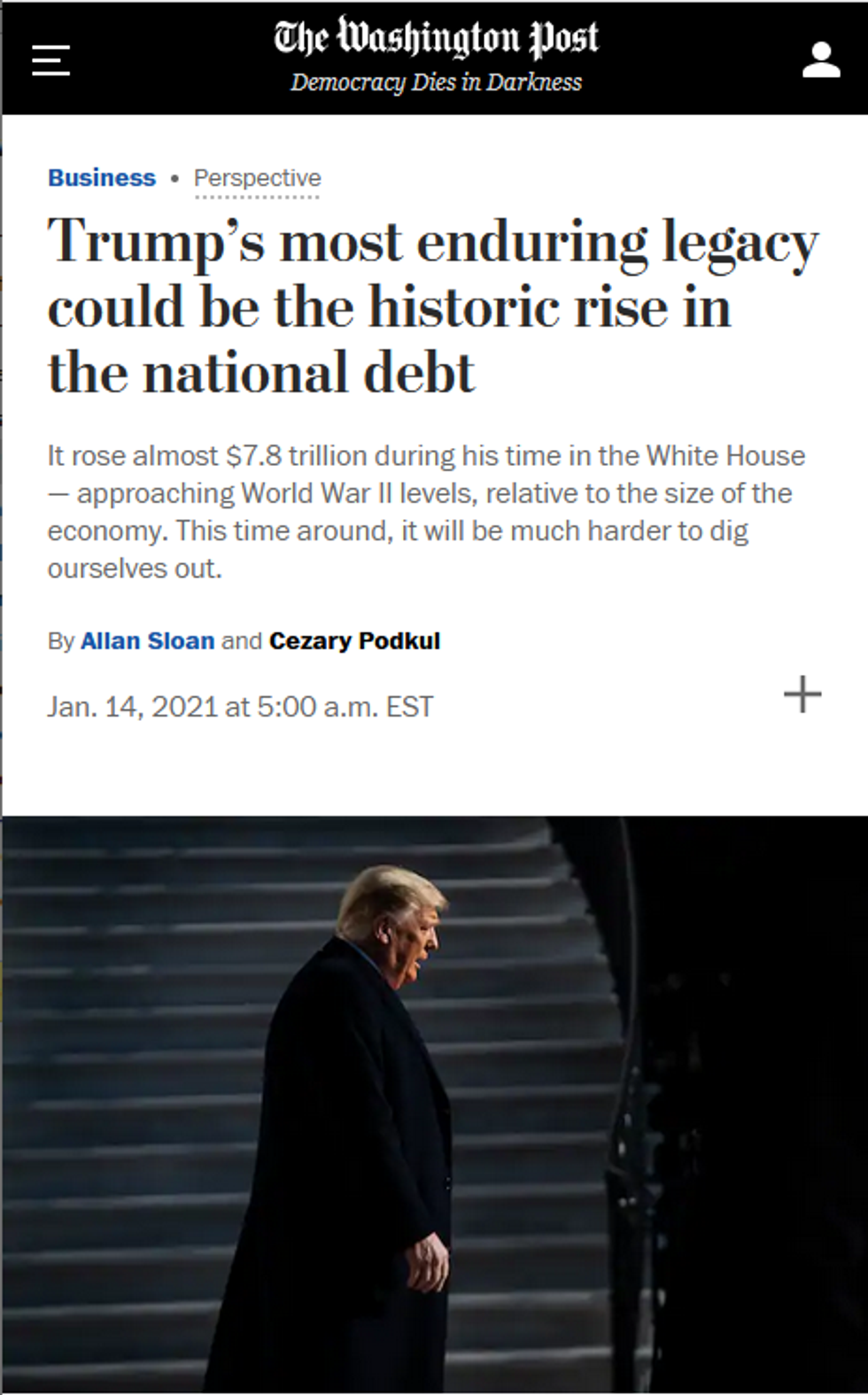 WaPo: Trump's most enduring legacy could be the historic rise in the national debt