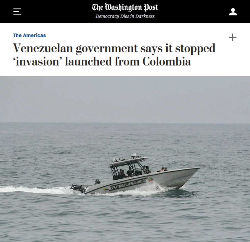 WaPo: Venezuelan government says it stopped 'invasion' launched from Colombia