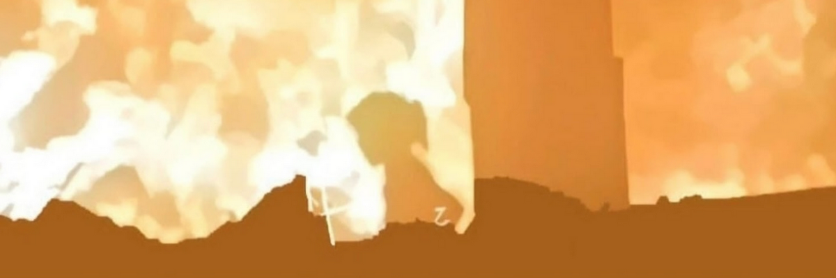 Ward al-Sheikh Khalil tries to escape a burning shelter in Gaza