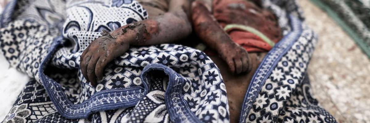 Warning: graphic image of Palestinian children killed by Israel