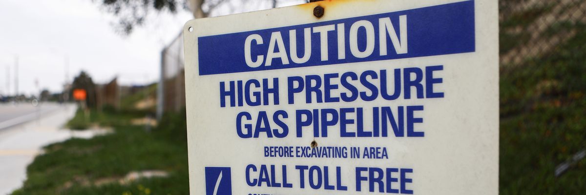 Warning sign for gas pipeline