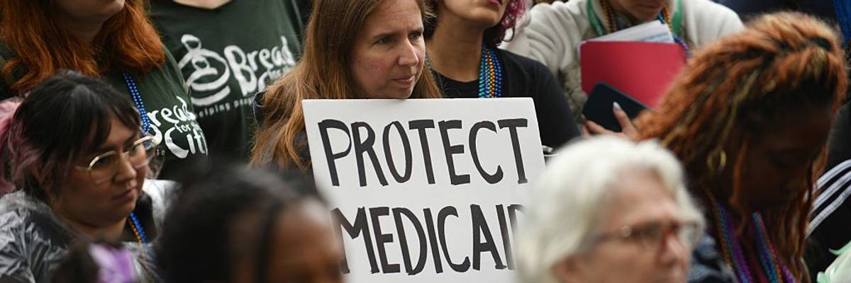 WASHINGTON, D.C., MAY 22: People protest the upcoming Medicaid