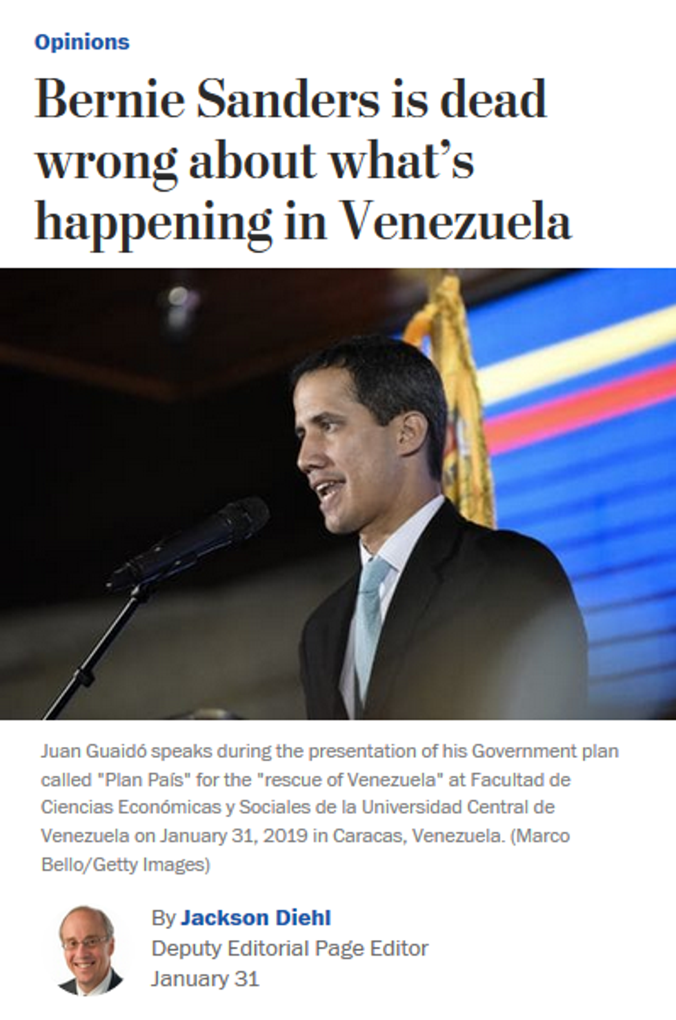 Washington Post: Bernie Sanders is dead wrong about what's happening in Venezuela