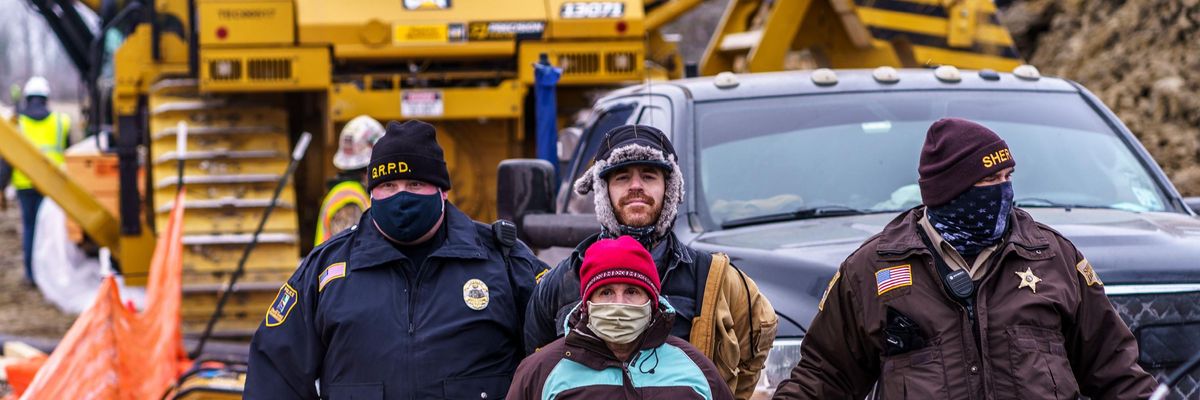 Water protecters are arrested for protesting the Enbridge Line 3 pipeline