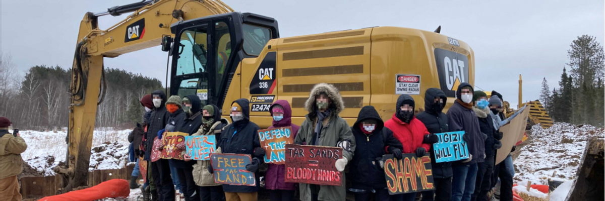 Over 50 Water Protectors in Minnesota March Onto Line 3 Pipeline Easement to Stop Construction