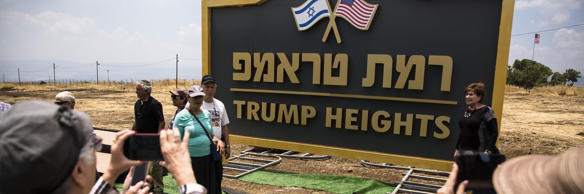 Trump Heights on Stolen Golan an Indictment of Colonial White Privilege