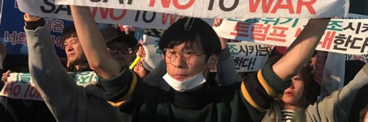 South Koreans Greet 'Warmongering Trump' With Clear Message: 'Shut Up, Get Out'