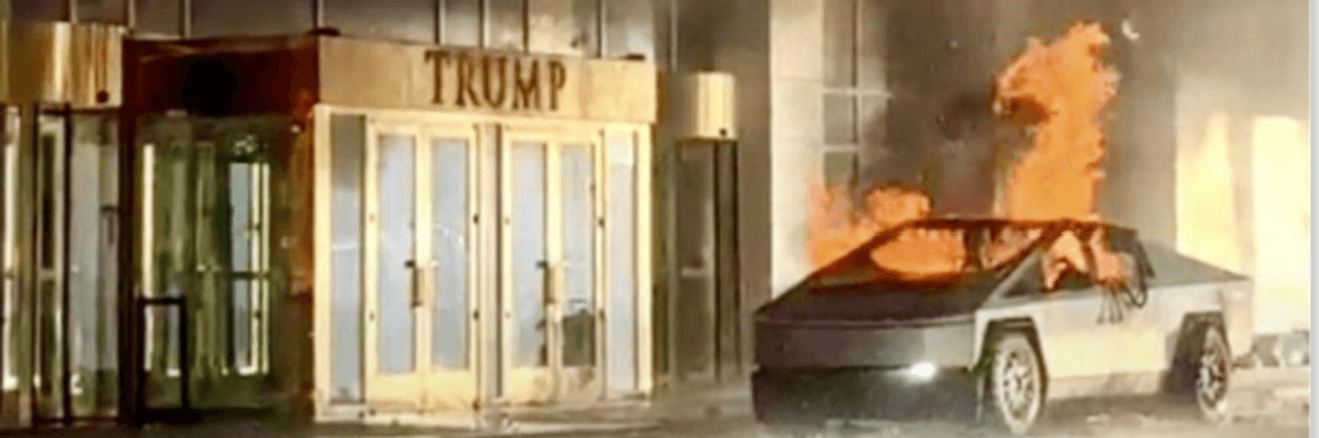 What's coming: Tesla Cybertruck burns outside Trump hotel in a Las Vegas attack and suicide.