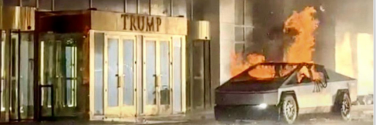 What's coming: Tesla Cybertruck burns outside Trump hotel in a Las Vegas attack and suicide.