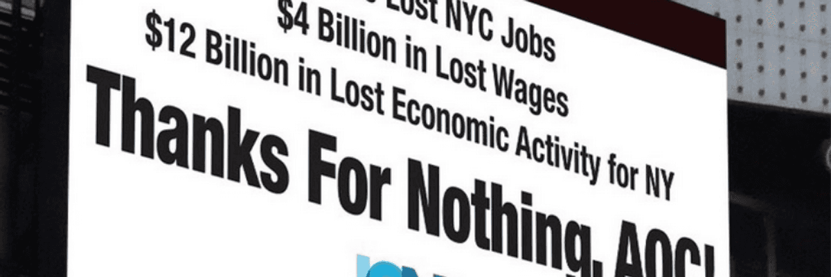 Ocasio-Cortez Hits Back After Right-Wingers Drop Big Cash on 'Wack' Times Square Billboard Blaming Her for Amazon Taking Its Ball and Going Home