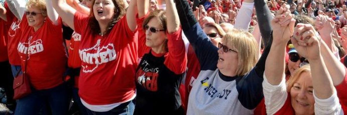 West Virginia Teachers Chant 'Put It in Writing' as Lawmakers Reach Pay Raise Deal