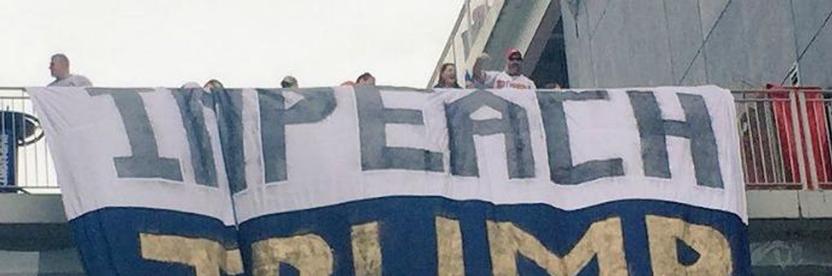 Protesters Drop 'Impeach Trump #Resist' Banner at First Nationals Game