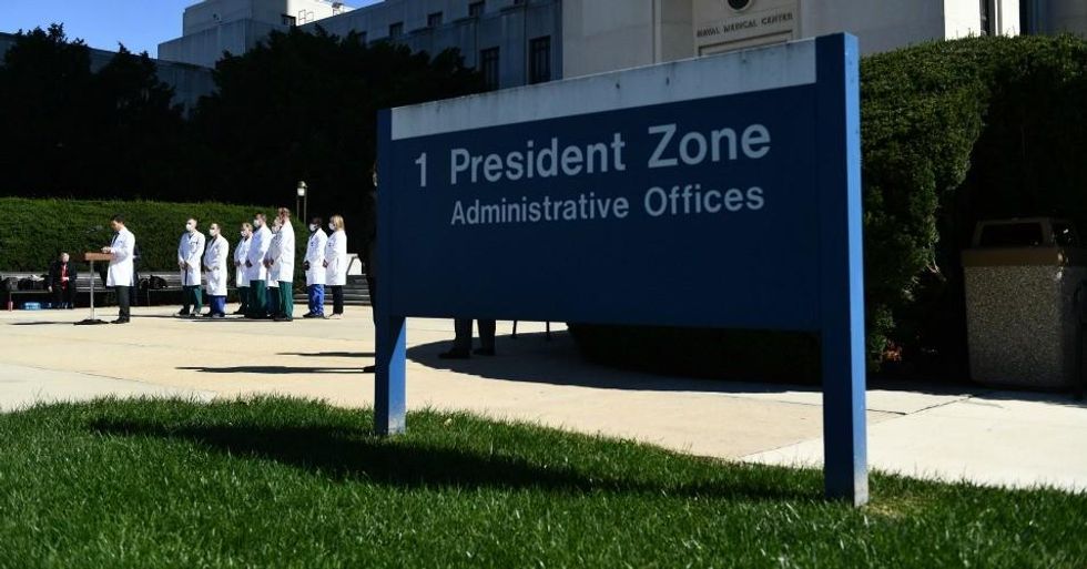 White House physician Sean Conley gives an update on the condition of U.S. President Donald Trump, on October 3, 2020, at Walter Reed Medical Center in Bethesda, Maryland. Trump was hospitalized on October 2 due to a Covid-19 diagnosis. (Photo: Brendan Smialowski / AFP via Getty Images)
