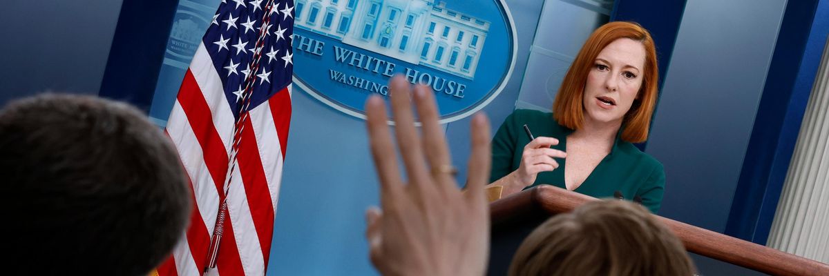 White House Press Secretary Jen Psaki addresses reporters