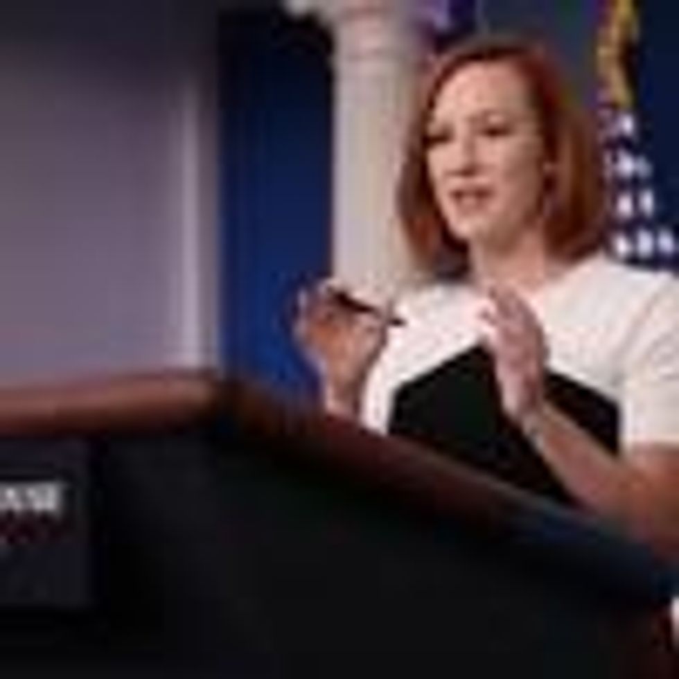 White House Press Secretary Jen Psaki speaks to reporters.